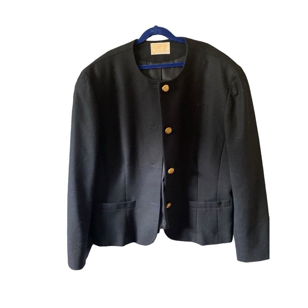 Pendleton womens size 12 Black wool blazer jacket long sleeve cropped length